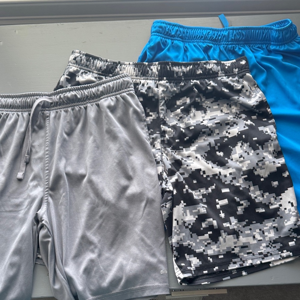 Athletic Works Kids Shorts Set - Gray, Black Digital Camo, Bright Blue